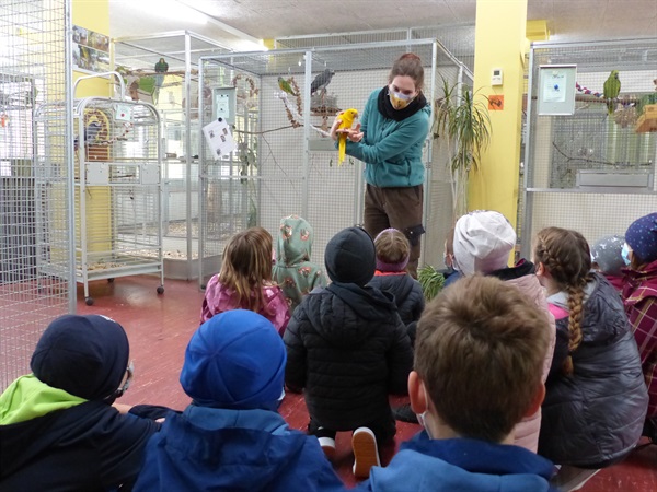 Die Kinder- und Jugendtierschutzgruppe besucht die Auffangstation für Papageien und Sittiche